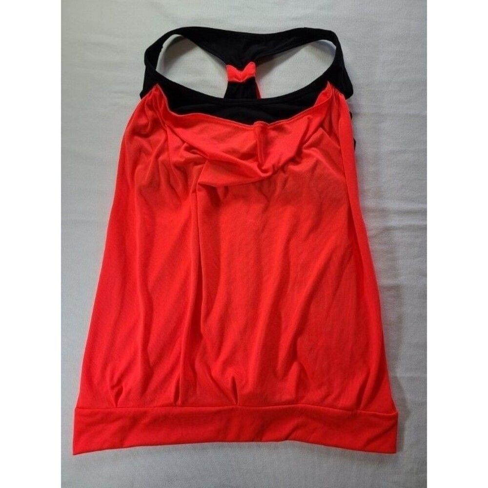BCG Tank Top Medium Orange Black Built In Bra Racerback Athletic Workout